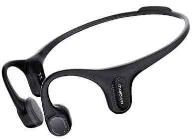 mojawa Aerra Bone Conduction Sports Headphones, Open-Ear, Bluetooth 5.2, IP67 Waterproof, Noise-Cancelling Mic, for Running, Cycling, Hiking, Gym, and Workout, Black