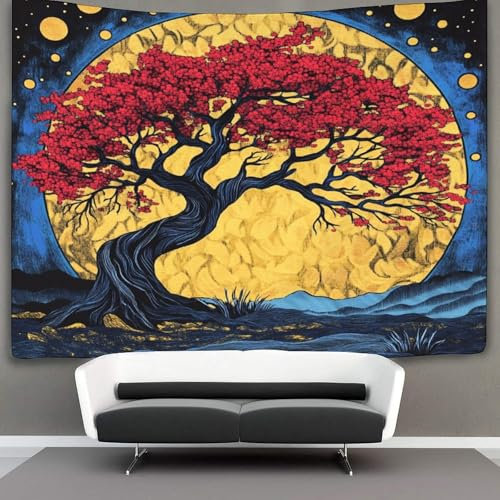 ZbOLi Lebensbaum Wandteppich, Wandbehang Wandtuch Vektorkunst Tapestry Wall Hanging,Wandteppich Wanddeko Für Schlafzimmer Wohnzimmer Wohnheim 70cmx100cm