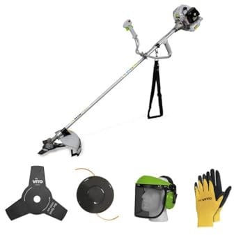 VITO – Desbrozadora 43CC EKO + Casco de seguridad contra ruido + guantes de protección