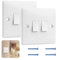 2Pcs 2 Gang 2 Way Electric Light Switch Cover, White Round Edges Wall Light Switches 250V 10Amp Double Wall Switch Easy Installation for Home Office Hotel etc