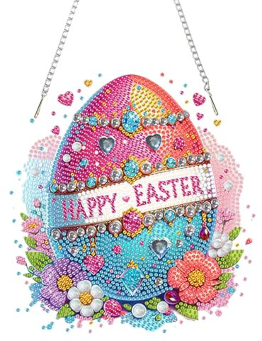 Starnearby Türkranz Ostern DIY Diamond Painting Ostern Anhänger Diamant Painting Fensterbilder Ostereier zum Aufhängen Diamant Malerei Basteln Ostern Kinder (Ostereier)
