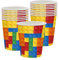 POPOYU 16 Stück Bausteine Pappbecher Geburtstagsdeko Set, Geburtstag Party Geschirr Set, Kindergeburtstag Set mit 250ml Pappbecher Geschirr Set für Babyshower Kinder Party Color-Cup