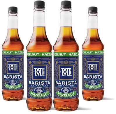 Tate & Lyle - Hazelnut Syrup - Fairtrade Syrup Set, Vegan and Vegetarian Friendly - Hazelnut Coffee, Cold Drinks and Hot Drinks - Produced in the UK - 4 x 750ml
