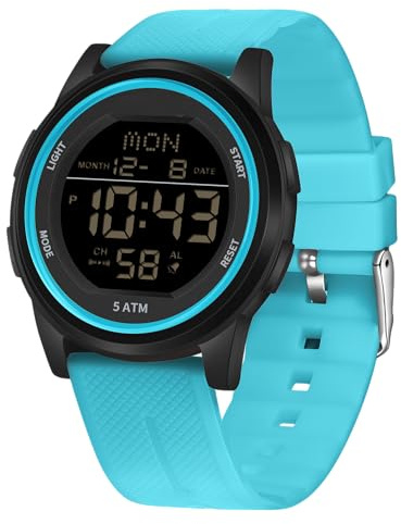 Forrader Reloj deportivo digital para hombre, resistente al agua, militar, con cronómetro, retroiluminación LED, alarma, cuenta regresiva, fecha