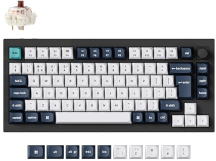 Keychron Q1 Max Wireless Mechanical Keyboard - Full Aluminum, Gateron Jupiter Brown Swit1ch, Hot-Swappable Programmable Knob with QMK/VIA RGB(UK Layout) 2.4 GHz/Bluetooth for Mac Windows Linux - Black