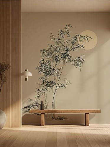 WLLDDDIU Wandtapete,Chinesischer Stil Tuschemalerei Bambus Hintergrund Wand Klassische Innendekor Tapete Selbstklebende Wandbild Abnehmbare Wandverkleidung Geeignet für Schlafzimmer Wohnzimmer 243X