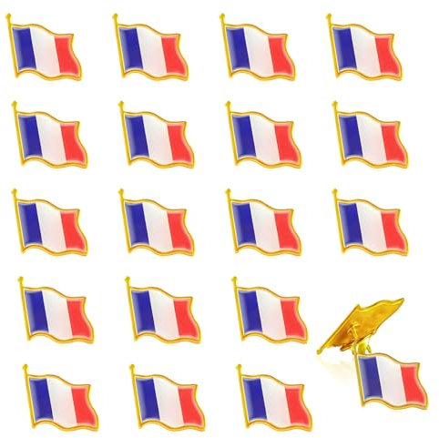 20 Pièces Pins Drapeau Francais Métal Pin's Drapeau Français Broches de Drapeaux Nationaux Francais Badge à épingle Pins Europe Pins Costume Fête Nationale Française Fans de Sport Veste Sac à dos