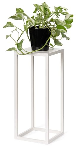 LAMO Manufaktur Blumenständer Elfenbein aus Metall 48cm | Pflanzensäule für Innenräume - Wohnzimmer, Schlafzimmer | Blumenständer modern zur Hochzeit, Sockel für Skulpturen, Pflanzen Metallständer