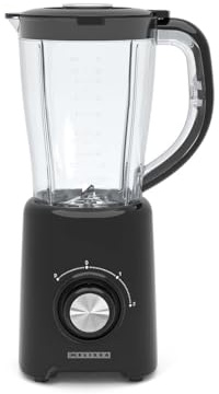 Melissa Standmixer 800W - 1,5L Kunststoffkrug - 2 Geschwindigkeiten mit Pulsfunktion - 4 Edelstahlklingen - Schwarz - Smoothie Maker für Suppen und Smoothies