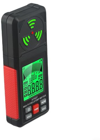 3-in-1 EMF-Messgerät für elektromagnetische Feldstrahlungserkennung RF, ELEC & MAG Modi mit LCD-Display, akustischer Alarm kompatibel mit 5G, Mikrowelle &