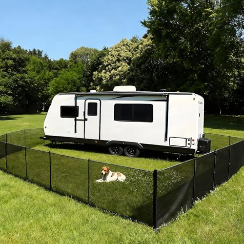 Hundezaun Camping (1200×90cm), Polyester Campingzaun Hund, Mobiler Zaun Hund Tragbar, Mobiler Hundezaun, Hundeauslauf – Schwarz Faltbar Zaun für Hunde, Ideal für Garten, Camping und Outdoor.