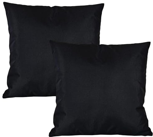 JACK 2er Set 60x60cm Outdoor Kissenhülle Bezug Kissen Hülle Lounge Garten Einfarbig, Farbe:Schwarz
