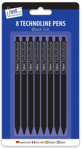 Just Stationery Techno-Line Pen - Black (Pack of 8)