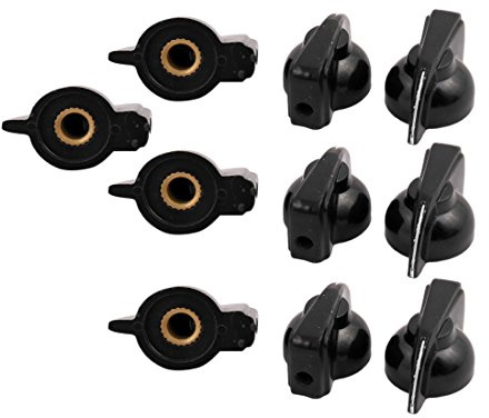 sourcing map 10Pcs 6mm Dmr Schwarz Kunststoff Drehschalter Potentiometer Knöpfe Kappe DE de