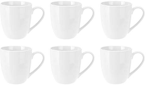 EuroDiscount Kaffeebecher Kaffeetasse Porzellan Weiß mit Henkel 6 Stück Set Modell-Auswahl, Modell:500 ml bauchige Form