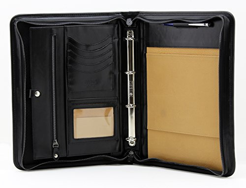 Konferenzmappe, Italienisches Leder, A4 Schwarz