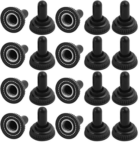 sourcing map 20Stk. Mini 6mm Gewinde Kippschalter wasserdicht Gummikappe Abdeckung schwarz DE de