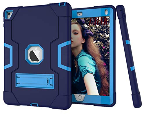 HyFone Funda para iPad Air 2 iPad Pro 9.7 - Robusto Anti Caída Duradero Resistente Protector de Cuerpo Completo Case Cover para iPad A1566 A1567 A1673 A1674 A1675 - [Azul Marino/Azul]