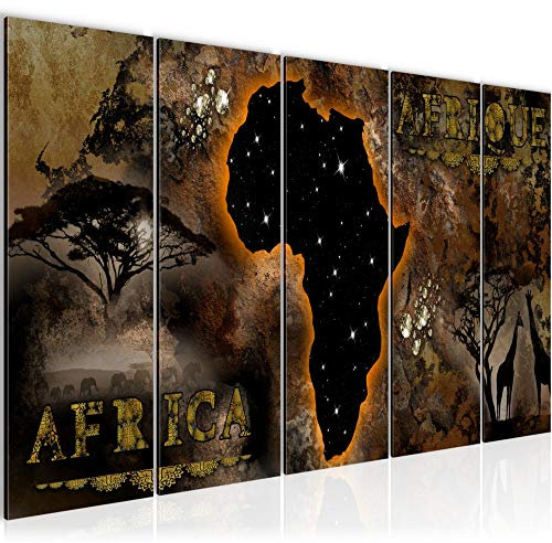 Runa Art Bild Afrika Karte Wandbilder auf Vlies Leinwand 5 Teilig Wanddekoration Wohnzimmer Schlafzimmer 022656c
