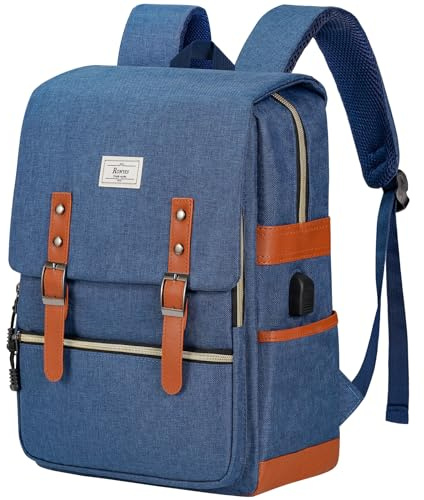 Ronyes Unisex College Bag Bookbag Fits up to 15.6’’ Laptop Casual Rucksack School Backpack Daypacks (Blue)