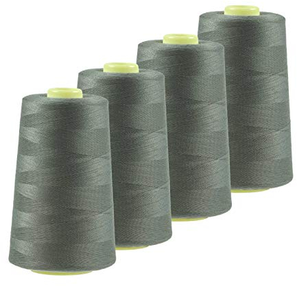 4 x 4572m Qualitäts Overlock-Garn Overlock-Nähgarn Oeko-Tex Farbe 701-740, Farbe:A740 zementgrau