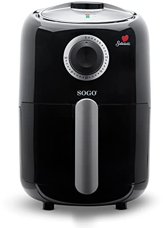 SOGO Air Fry 10470 - Freidora de Aire Caliente Sin Aceite, Capacidad 1,6 L, 1000W con Control de Temperatura y Temporizador, Libro de Recetas, Horno Eléctrico Sin Sobrecalentamientos (1,6 litros)