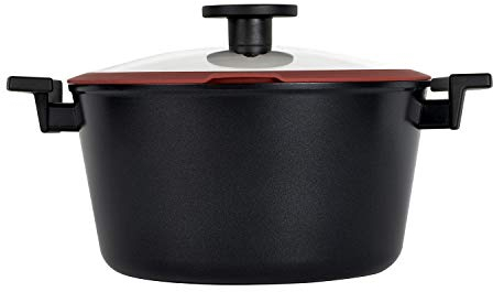 CLASSE ITALY, Casseruola Antiadente cm 20, Antiaderente a 5 strati senza PTFE, PFOA, PFAS, 100% sicuro, Coperchio Incluso, Linea TUSCANY, per Induzione e Fiamma