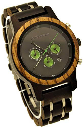 LEMONWOOD Holz-Armbanduhr Holzuhr aus Ebenholz Herren Damen Unisex Chronograph Stoppuhr Quarzuhr Bangkok