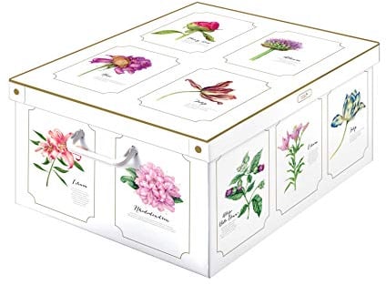 Aufbewahrungsbox mit Deckel für Kleidung und Wäsche, Botanische Gross Karton Kiste, Kleiderschrankboxen, saisonaler Wechsel, Geschenkkarton 50x39x24 cm
