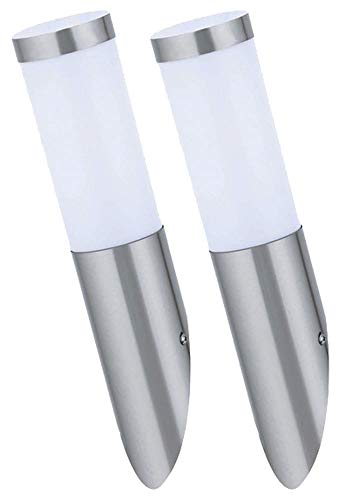 etc-shop 2er Set LED Fackel Wand Lampen Edelstahl Fassaden Haus Tür Beleuchtung Garten Außen Leuchten Terrasse