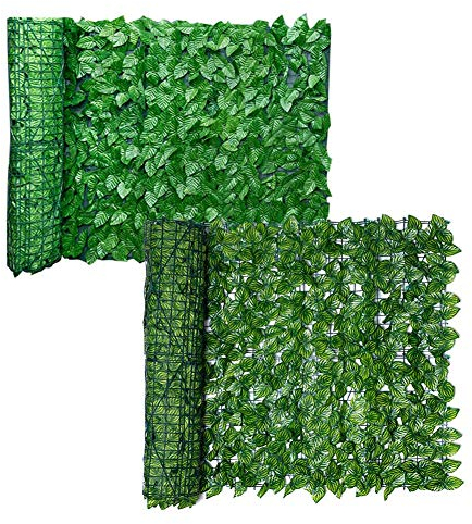 Kacniohen Künstliche Hecke Privatsphäre Zaun Bildschirm, getönte Wand, Privacy Screen für Garten Hinterhof-Patio Deck Balkon Dekoration Green Leaf 0,5 x 3M
