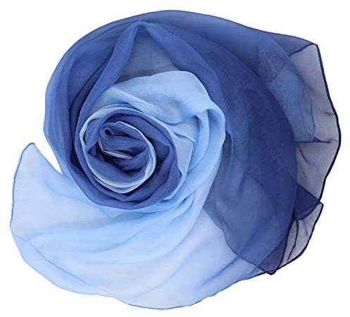 LEIDAI Seidenschal Damen Blau Farbverlauf | 100% Seide, Lang, Leicht, Sonnenschutz, Anti-allergisch Mit Geschenkbox