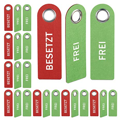 Relaxdays 6 x Türschild Besetzt Frei, WC Schild zum Aufhängen, beidseitig, Wendeschild Bad & Büro, Filz Türhänger, rot/grün