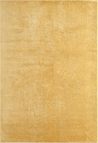 the carpet Relax Weicher, Badezimmerteppich, Bad Set, Badematte, Badvorleger, Anti-Rutsch Unterseite, Waschbar bis 30 Grad, Super Soft, Felloptik Gold, 80 x 150 cm