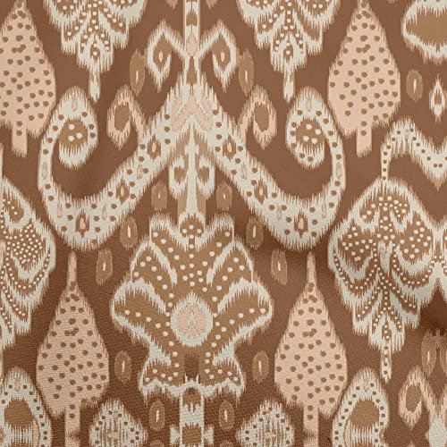 oneOone Brauner Baumwoll Flex Stoff, Asiatisches Ikat Quiltzubehör, Bedruckter Nähstoff, Meterware, 40 Zoll Breit