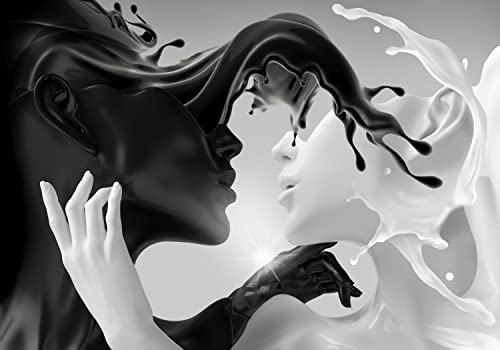 decomonkey Fototapete Milk & Coffee Abstrakt 400x280 cm Tapete Fototapeten Vlies Tapeten Vliestapete Wandtapete moderne Wand Wandbild Schlafzimmer Wohnzimmer Modern Textur Schwarz-Weiß 3D Efekt