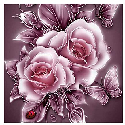 DOUKOYEE Diamond Painting Blumen Pfingstrose Rose Erwachsene Kinder DIY Malen 5d Diamantmalerei Diamant Painting Kits Mosaikherstellung Bilder Malerei Home Wand Decor Geschenk (B, 25x25 cm)