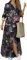 EFOFEI Damen Aufrollen Langarm Langes Kleid Chiffon Druck Shirt Maxi Kleid Langarm Button Down Shirt Kleid Sommer Party Kleid Schwarze Blume L
