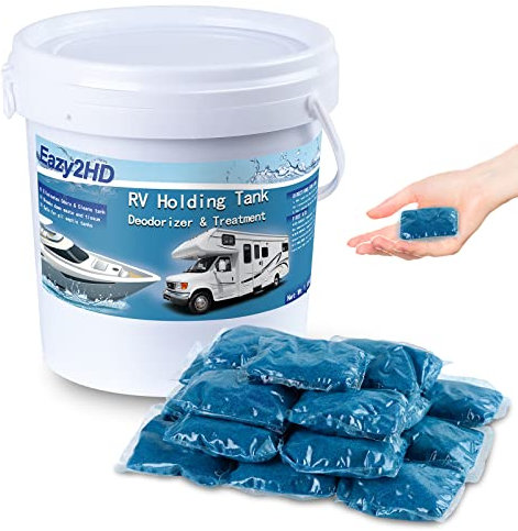 Eazy2hD 50 Packs RV Toilet Treatment Holding Tank Deodorizer for RV Black Tank Chemicals Breaking Down for Camper Portable Porta Potty (Blue)