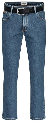 Wrangler Texas Herren-Stretchjeans Regular Fit Authentic Straight in verschiedenen Waschungen mit Gürtel in schwarz oder braun