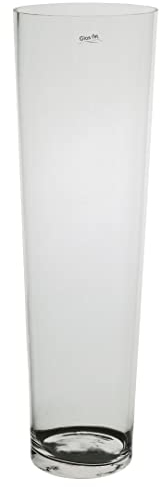 Glas Art handmade Konisch Boden-Vase Glas-Vase konische Blumen-Vase Deko-Vase aus 40/60cm hoch Wohnzimmer (40x16cm), Transparent, 20233-34