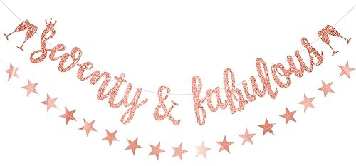 Banner zum 70. Geburtstag für Damen, Roségold, Glitzer, 70. Geburtstag, Partybanner Wonsta