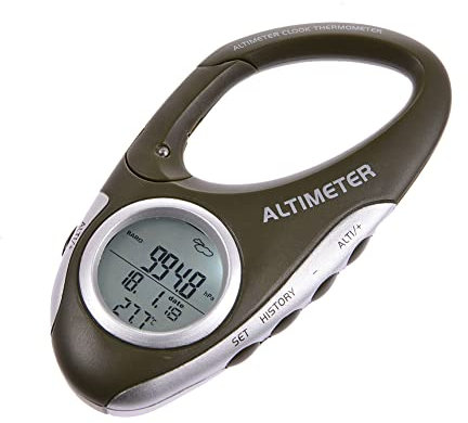 Teksome Baromètre altimètre numérique - Altimètre Multifonctionnel Portable avec thermomètre - Accessoires de randonnée Mousqueton Altimètre pour Les Amateurs d'activités de Plein air