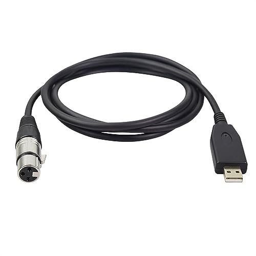 Elecbee Cable de audio profesional hembra XLR a USB 2.0 de 2 m, adaptador de cable USB hembra a XLR macho, cable de micrófono