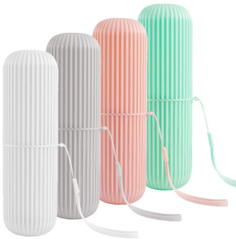 Dtoterul Contenitori Spazzolino per Viaggio 4 Pezzi Porta Spazzolino da Viaggio Portaspazzolino e Dentifricio Tazza per Spazzolino da Denti Plastica per Campeggio Viaggio All’aperto