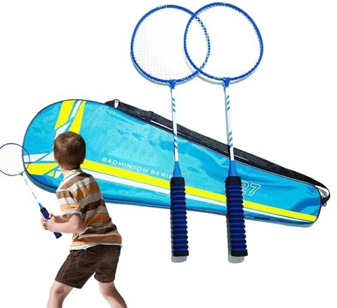 boiler Racchetta da badminton | Set di ricambio leggero per 2 giocatori, racchette elastiche e antiscivolo, attrezzatura da badminton per spiaggia, giardino, gioco di famiglia