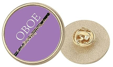 Brosche / Clip für klassische Instrumente, Oboe, rund, Metall, goldfarben, M, Metall