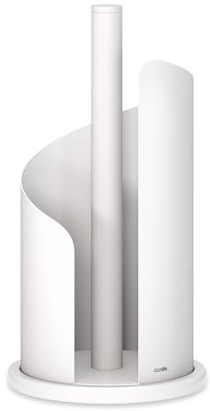 stardis Design Küchenrollenhalter Edelstahl matt H 30 Ø15 cm Rollenhalter Papierrollenhalter für Küchenrolle Halter stehend Pure White