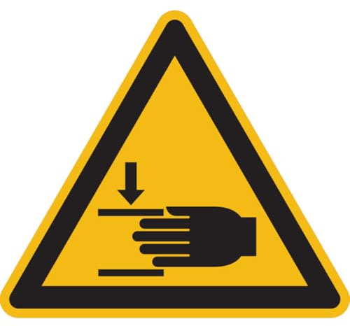 Dreifke® Aufkleber Warnschild, Warnung vor Handverletzungen W024 | 50mm | ASR A1.3 (DIN EN ISO 7010), 6 Stk