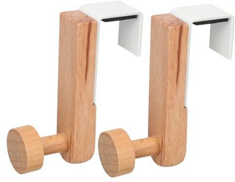 CHILDWEET Ganchos Para Colgar De Madera y Hierro, 2 Piezas, Resistentes Para Puertas y Armarios, Colgadores Prácticos Para Ropa y Toallas, Ideales Para Dormitorio, Cocina y Baño